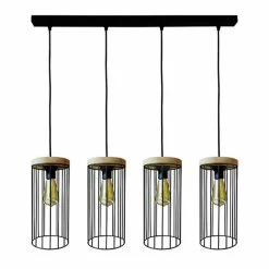 Promo 🎁 Paris prix Lampe Suspension 4 Têtes Design "Gunnar" 135cm Noir 🛒