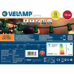 Tout neuf 😉 VELAMP PARTY LIGHT: Guirlande lumineuse IP44 extensible 10m, 10 x E27, H05RN-F2x1mm2, vert foncé 💯 -Optonica Soldes 8003910107670 6