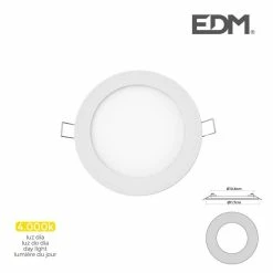 De gros 🔔 EDM Downlight LED 6W rond ∅11,7cm Blanc - Blanc Naturel 4000K 💯