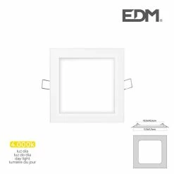 Grosses soldes 🎁 EDM Downlight LED 6W carré 11,7cm Blanc - Blanc Naturel 4000K 😀