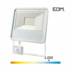 Offres 💯 EDM Projecteur LED à Détecteur 50W Blanc étanche IP65 3500lm (400W) - 6400K 👍