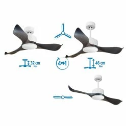 Tout neuf 😀 Klassfan Ventilateur de plafond Réversible Thermostat Wifi Moteur à courant continu Toits en pente Télécommande Scénarios Adaptateur 2/3 Lames 😉 -Optonica Soldes 8435525600916 3