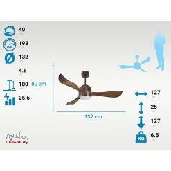 Sortie 🌟 Klassfan Ventilateur de plafond Contrôle Réversible Lumière Thermostat Dimmable Wifi Moteur à courant continu Toits en pente Télécommande Scéna 🥰 -Optonica Soldes 8435525601296 6