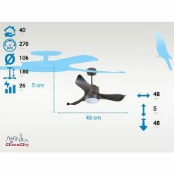 Bon marché 🤩 Klassfan Ventilateur de plafond Réversible Lumière Thermostat Dimmable Wifi Moteur à courant continu Toits en pente Télécommande Scénarios Lumi 🎁 -Optonica Soldes 8435525607519 3