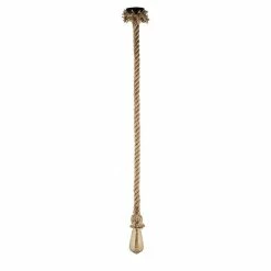 Meilleur prix 🔔 HOMEMANIA Lampe à Suspension Jute Rope - Noir, écru - 8 x 8 x 100 cm 🎉 -Optonica Soldes 8681847142065 3