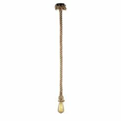 Meilleur prix 🔔 HOMEMANIA Lampe à Suspension Jute Rope - Noir, écru - 8 x 8 x 100 cm 🎉 -Optonica Soldes 8681847142065 4