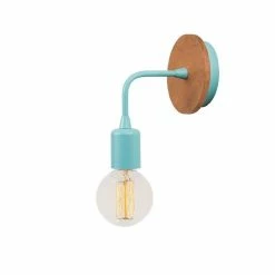 Coupon 🎉 HOMEMANIA Lampe Murale Simple Drop Wood - Bleu pastel, bois - 12 x 12 x 13 cm ⭐