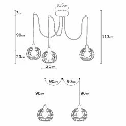 Tout neuf 😍 HOMEMANIA Lampe à Suspension Wire-Fall - Cuivre, noir - 180 x 180 x 113 cm ⌛ -Optonica Soldes 8681847142195 4