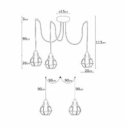 Meilleure vente 😀 HOMEMANIA Lampe à Suspension Wire-Fall - Cuivre, noir - 180 x 180 x 113 cm 🌟 -Optonica Soldes 8681847142218 4
