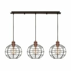 Remise â€ïž HOMEMANIA Lampe Ă Suspension Wires - Cuivre, noir - 90 x 20 x 113 cm đ„