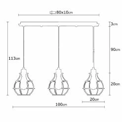 Grosses soldes 😍 HOMEMANIA Lampe à Suspension Wires - Cuivre, noir - 80 x 10 x 113 cm 🎉 -Optonica Soldes 8681847142232 4