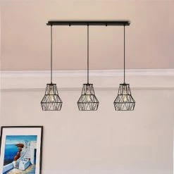Remise 💯 HOMEMANIA Lampe à Suspension Cagex - Noir, Cuivre - 90 x 20 x 115 cm 😉 -Optonica Soldes 8681847144823 2