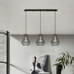Remise 💯 HOMEMANIA Lampe à Suspension Cagex - Noir, Cuivre - 90 x 20 x 115 cm 😉 -Optonica Soldes 8681847144823 3