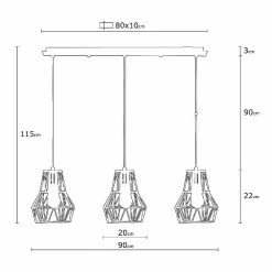 Remise 💯 HOMEMANIA Lampe à Suspension Cagex - Noir, Cuivre - 90 x 20 x 115 cm 😉 -Optonica Soldes 8681847144823 4