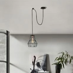 Meilleur prix 👏 HOMEMANIA Lampe à Suspension Wire-Fall - Cuivre, Noir - 100 x 20 x 113 cm 🎁 -Optonica Soldes 8681847144830 3