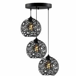 Offres đ HOMEMANIA Lampe Ă Suspension Seljuk - Noir - 65 x 65 x 117 cm đ