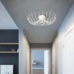 De gros 🛒 HOMEMANIA Lampe de Plafond Lion - Blanc - 46 x 46 x 13 cm ✔️ -Optonica Soldes 8681847167686 2