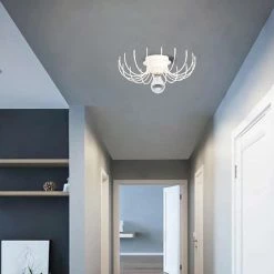 Meilleure vente 😍 HOMEMANIA Lampe de Plafond Lion - Blanc - 32 x 32 x 9 cm ❤️ -Optonica Soldes 8681847167693 2