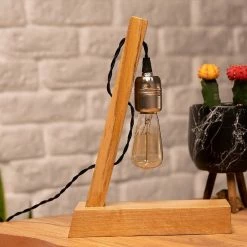 Tout neuf ⭐ HOMEMANIA Lampe de Bureau Idea - Chêne - 10 x 23 x 30 cm 👏 -Optonica Soldes 8681847175575 4