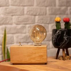 Grosses soldes 🎉 HOMEMANIA Lampe de Bureau Idea - Chêne - 10 x 19 x 10 cm 😀 -Optonica Soldes 8681847175582 3