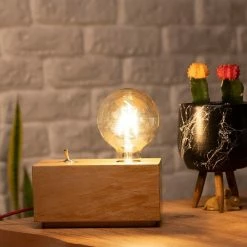 Grosses soldes 🎉 HOMEMANIA Lampe de Bureau Idea - Chêne - 10 x 19 x 10 cm 😀 -Optonica Soldes 8681847175582 4