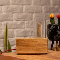 Meilleur prix 🛒 HOMEMANIA Lampe de Bureau Idea - Chêne - 10 x 19 x 22 cm 🔔 -Optonica Soldes 8681847175599 3