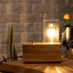 Meilleur prix 🛒 HOMEMANIA Lampe de Bureau Idea - Chêne - 10 x 19 x 22 cm 🔔 -Optonica Soldes 8681847175599 4