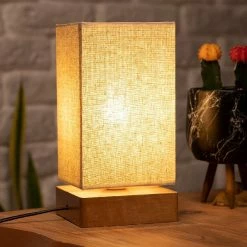 Coupon 🛒 HOMEMANIA Lampe de Bureau Well - Chêne, Beige - 14 x 14 x 27 cm 💯 -Optonica Soldes 8681847175605 4