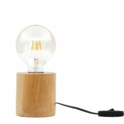 Promo 😍 HOMEMANIA Lampe de Bureau Shape Base - Chêne - 10 x 10 x 14 cm ⭐