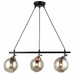 Coupon 😍 HOMEMANIA Lampe à Suspension Serrta - Noir, Cuivre - 15 x 60 x 90 cm 🔥