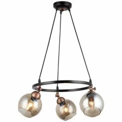 Tout neuf đ HOMEMANIA Lampe Ă Suspension Serrta - Noir, Cuivre - 47 x 47 x 95 cm đŻ