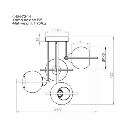 Meilleure affaire 👏 HOMEMANIA Lampe à Suspension Ringo - Or, noir - 53 x 53 x 43 cm 👏 -Optonica Soldes 8699508164257 3