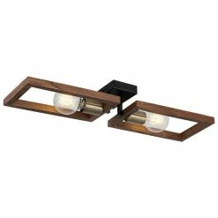 Vente flash 👍 HOMEMANIA Lampe de Plafond Era - Or, Noir, Bois - 62 x 17 x 9 cm 👏