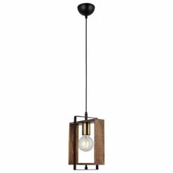 Meilleur prix 💯 HOMEMANIA Lampe à Suspension Karo - Or, Noir, Bois - 14 x 22 x 82 cm 💯