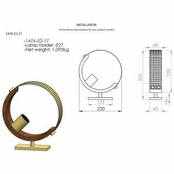 Remise 🎉 HOMEMANIA Lampe de Bureau Manya - Or, bois - 6 x 22 x 25 cm 🔥 -Optonica Soldes 8699508172498 3