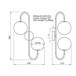 Grosses soldes 🧨 HOMEMANIA Lampe Murale Arredo - Or, Transparent - 37 x 22 x 58 cm 😉 -Optonica Soldes 8699508175970 3