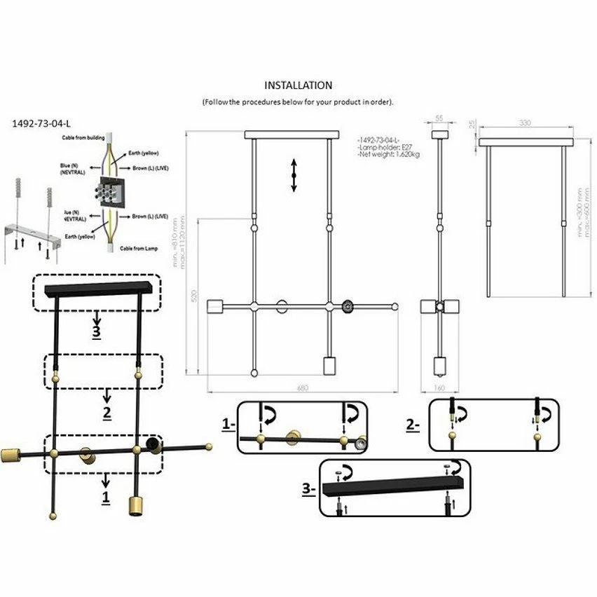 Budget đ„° HOMEMANIA Lampe Ă Suspension Rena - Or, noir - 16 x 68 x 112 cm â€ïž 3 Budget đ„° HOMEMANIA Lampe Ă Suspension Rena - Or, noir - 16 x 68 x 112 cm â€ïž â Image 3