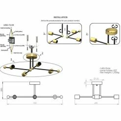 Bon marché ✨ HOMEMANIA Lampe de Plafond Rena - Or, noir - 49 x 70 x 20 cm 😉 -Optonica Soldes 8699508177981 3