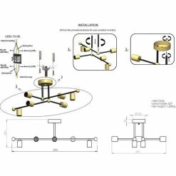 Sortie 😀 HOMEMANIA Lampe de Plafond Rena - Or, noir - 49 x 87 x 20 cm 💯 -Optonica Soldes 8699508178001 3