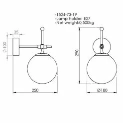 Budget ❤️ HOMEMANIA Lampe Murale Polino - Noir, or - 18 x 25 x 29 cm 😀 -Optonica Soldes 8699508179343 3