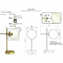 Nouveau 😀 HOMEMANIA Lampe de Bureau Polino - Or - 15 x 31 x 43 cm ❤️ -Optonica Soldes 8699508180080 4