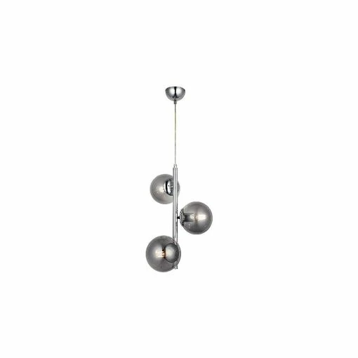 Nouveau ⭐ HOMEMANIA Lampe de suspension Tamo - Chrome - 35 x 35 x 118 cm ✨ -Optonica Soldes 8699508180745 1