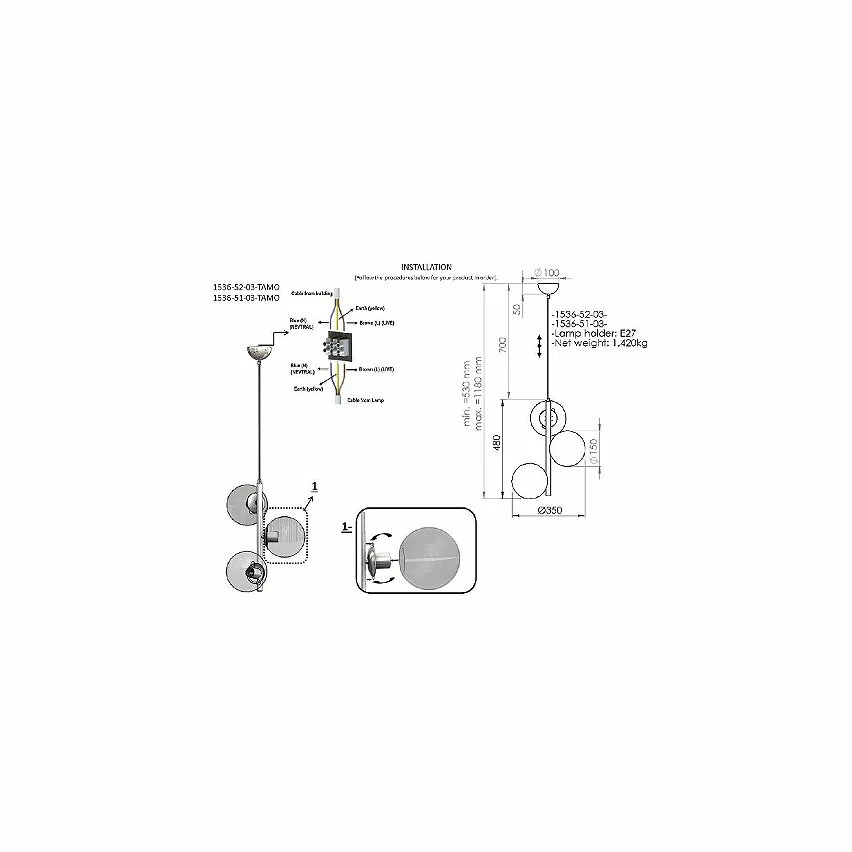 Nouveau ⭐ HOMEMANIA Lampe de suspension Tamo - Chrome - 35 x 35 x 118 cm ✨ 3 Nouveau ⭐ HOMEMANIA Lampe de suspension Tamo - Chrome - 35 x 35 x 118 cm ✨ – Image 3