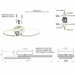 Meilleure vente 🧨 HOMEMANIA Lampe de Plafond Estea - Or - 60 x 21 x 9 cm 🛒 -Optonica Soldes 8699508182688 3