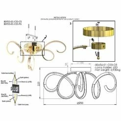 Budget 🔥 HOMEMANIA Lampe de Plafond Dinara - Or - 70 x 70 x 22 cm ✔️ -Optonica Soldes 8699508184729 3