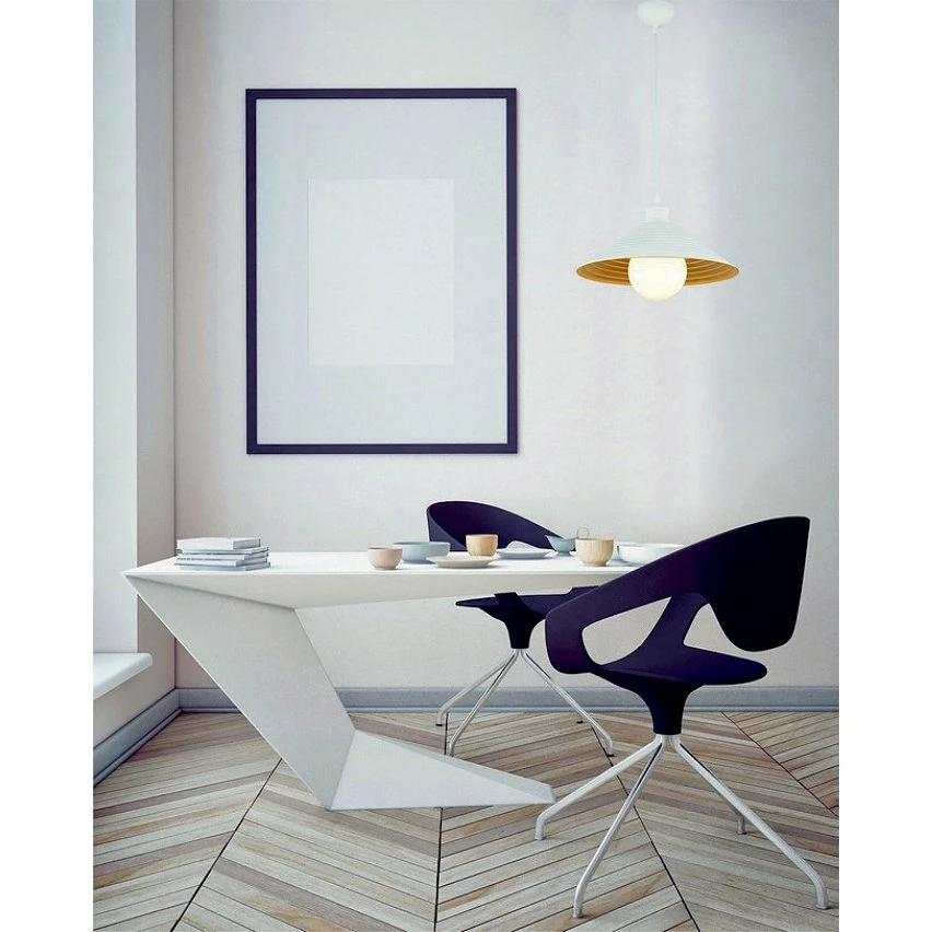 Remise ❤️ HOMEMANIA Lampe à Suspension Metal - Blanc, or - 35 x 35 x 60 cm ✔️ 2 Remise ❤️ HOMEMANIA Lampe à Suspension Metal - Blanc, or - 35 x 35 x 60 cm ✔️ – Image 2