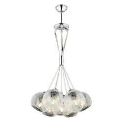 De gros 🛒 HOMEMANIA Lampe à Suspension Modern - Chrome, Transparent - 50 x 50 x 90 cm 👍