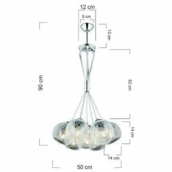De gros 🛒 HOMEMANIA Lampe à Suspension Modern - Chrome, Transparent - 50 x 50 x 90 cm 👍 -Optonica Soldes 8699982626869 3