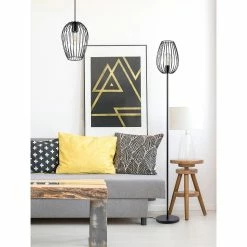 Nouveau 🎁 ATHM Design Lampadaire MADDY Noir - abat jour Metal Noir pieds Metal Noir 🥰 -Optonica Soldes 8790266250302 2