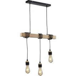 Coupon ❤️ ATHM Design Suspension ZANE Noir - abat jour Metal Noir Bois 👏
